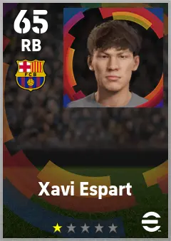 Xavi Espart eFootball 2026 player card — 65 OVR RB