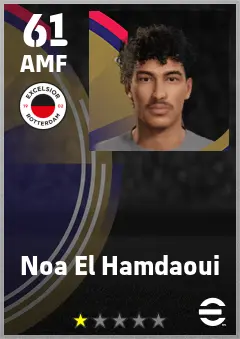 Noa El Hamdaoui eFootball 2026 player card — 61 OVR AMF
