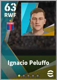 Ignacio Peluffo eFootball 2026 player card — 63 OVR RWF