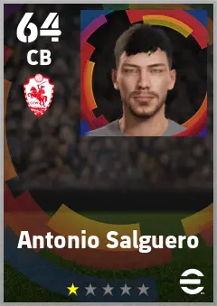Antonio Salguero eFootball 2026 player card — 64 OVR CB
