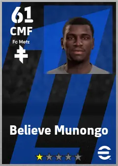 Believe Munongo eFootball 2026 player card — 61 OVR CMF
