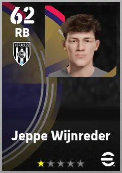 Jeppe Wijnreder eFootball 2026 player card — 62 OVR RB
