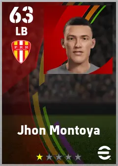 Jhon Montoya eFootball 2026 player card — 63 OVR LB