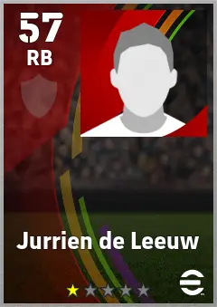 Jurrien de Leeuw eFootball 2026 player card — 57 OVR RB