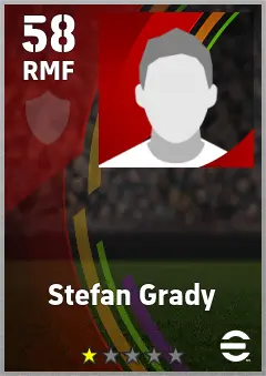 Stefan Grady eFootball 2026 player card — 58 OVR RMF