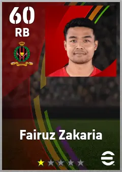 Fairuz Zakaria eFootball 2026 player card — 60 OVR RB