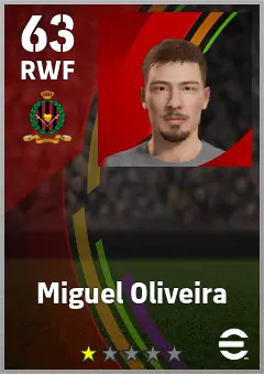 Miguel Oliveira eFootball 2026 player card — 63 OVR RWF
