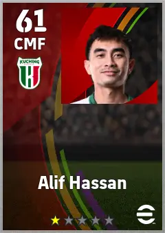Alif Hassan eFootball 2026 player card — 61 OVR CMF