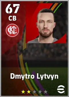 Dmytro Lytvyn eFootball 2026 player card — 67 OVR CB