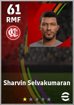 Sharvin Selvakumaran eFootball 2026 player card — 61 OVR RMF