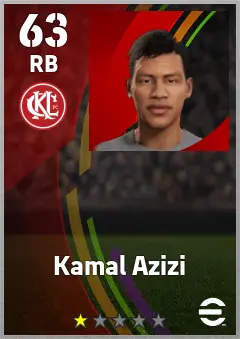 Kamal Azizi eFootball 2026 player card — 63 OVR RB