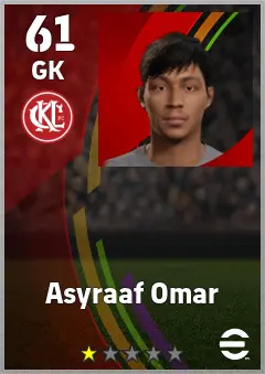 Asyraaf Omar eFootball 2026 player card — 61 OVR GK