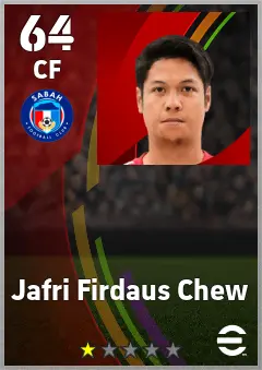 Jafri Firdaus Chew eFootball 2026 player card — 64 OVR CF