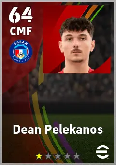 Dean Pelekanos eFootball 2026 player card — 64 OVR CMF