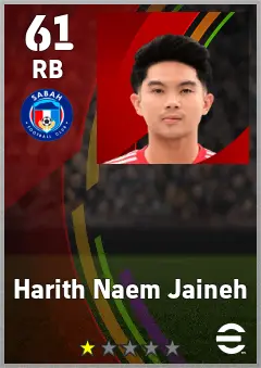 Harith Naem Jaineh eFootball 2026 player card — 61 OVR RB
