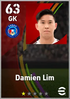 Damien Lim eFootball 2026 player card — 63 OVR GK
