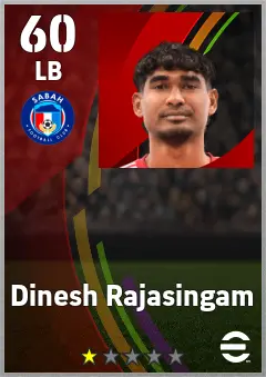 Dinesh Rajasingam eFootball 2026 player card — 60 OVR LB