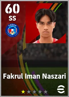 Fakrul Iman Naszari eFootball 2026 player card — 60 OVR SS