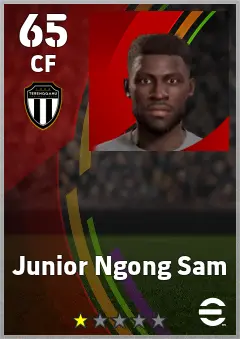 Junior Ngong Sam eFootball 2026 player card — 65 OVR CF