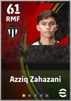 Azziq Zahazani eFootball 2026 player card — 61 OVR RMF