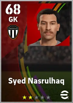 Syed Nasrulhaq eFootball 2026 player card — 67 OVR GK