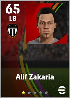 Alif Zakaria eFootball 2026 player card — 65 OVR LB