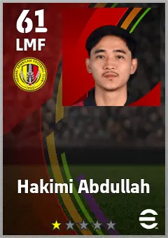 Hakimi Abdullah eFootball 2026 player card — 61 OVR LMF