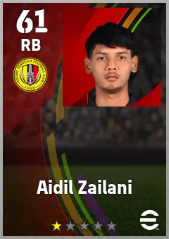 Aidil Zailani eFootball 2026 player card — 61 OVR RB