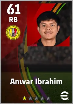 Anwar Ibrahim eFootball 2026 player card — 61 OVR RB