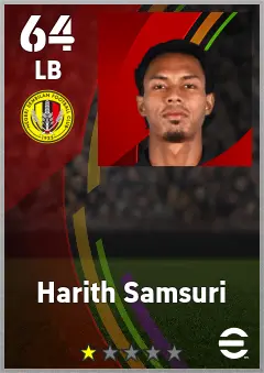 Harith Samsuri eFootball 2026 player card — 64 OVR LB