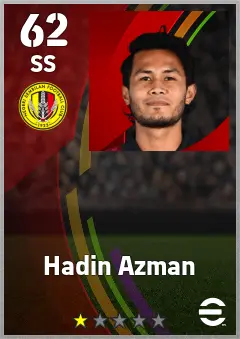 Hadin Azman eFootball 2026 player card — 62 OVR SS