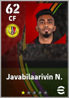 Javabilaarivin N. eFootball 2026 player card — 62 OVR CF