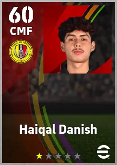 Haiqal Danish eFootball 2026 player card — 60 OVR CMF