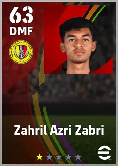 Zahril Azri Zabri eFootball 2026 player card — 63 OVR DMF
