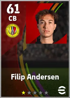 Filip Andersen eFootball 2026 player card — 61 OVR CB