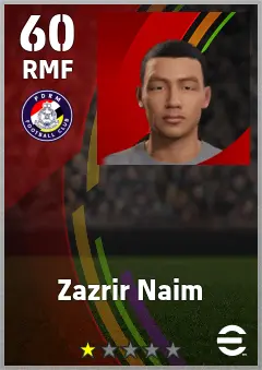 Zazrir Naim eFootball 2026 player card — 60 OVR RMF