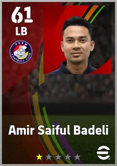 Amir Saiful Badeli eFootball 2026 player card — 61 OVR LB