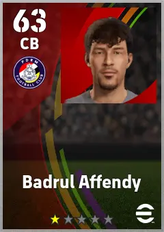 Badrul Affendy eFootball 2026 player card — 63 OVR CB