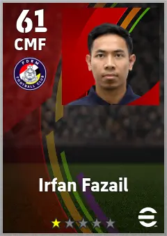 Irfan Fazail eFootball 2026 player card — 61 OVR CMF