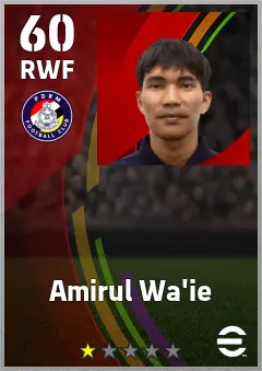 Amirul Wa ie eFootball 2026 player card — 60 OVR RWF