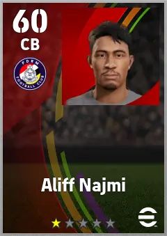 Aliff Najmi eFootball 2026 player card — 60 OVR CB