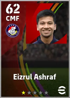 Eizrul Ashraf eFootball 2026 player card — 62 OVR CMF