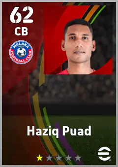 Haziq Puad eFootball 2026 player card — 62 OVR CB