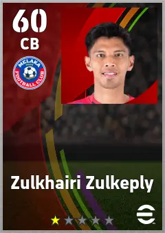 Zulkhairi Zulkeply eFootball 2026 player card — 60 OVR CB
