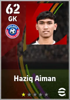 Haziq Aiman eFootball 2026 player card — 62 OVR GK