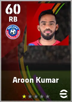 Aroon Kumar eFootball 2026 player card — 60 OVR RB