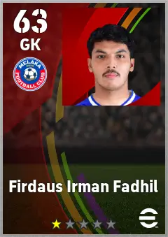 Firdaus Irman Fadhil eFootball 2026 player card — 63 OVR GK