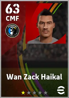 Wan Zack Haikal eFootball 2026 player card — 63 OVR CMF