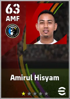 Amirul Hisyam eFootball 2026 player card — 63 OVR AMF