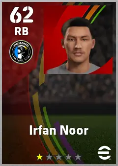 Irfan Noor eFootball 2026 player card — 62 OVR RB